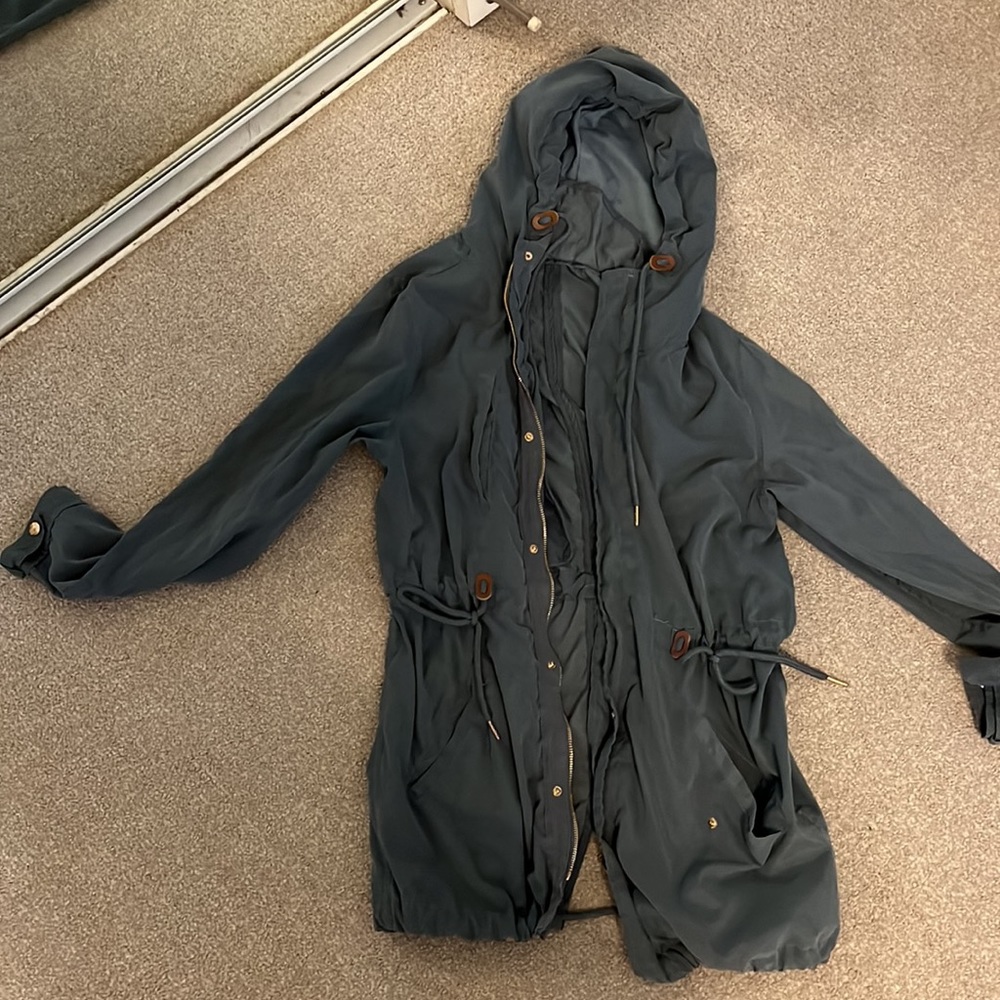 long lightweight blue jacket